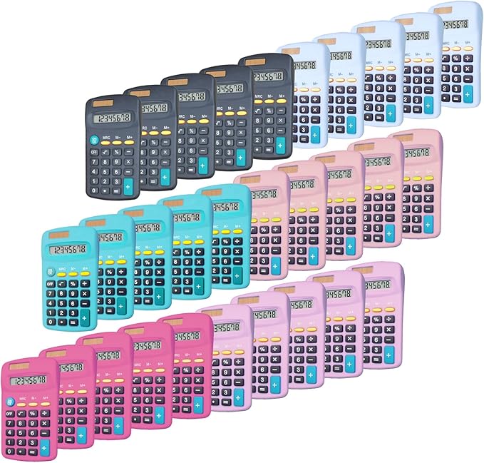 Basic Calculator Dual Power 8 Digit Desktop Calculator (B, Set of 30)