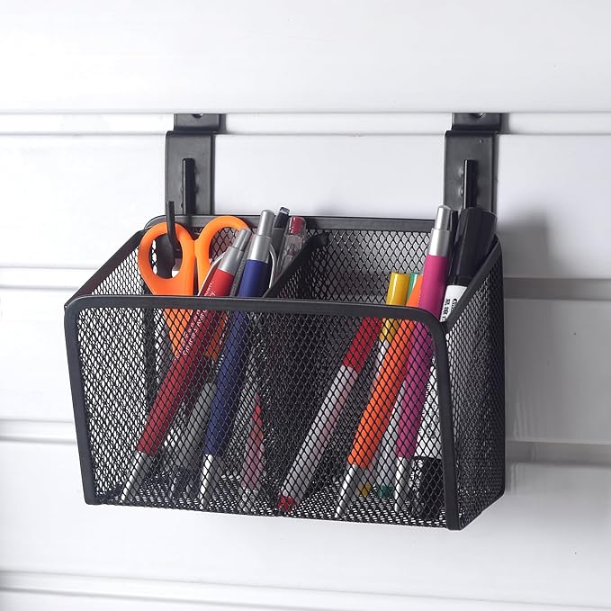 Wall Hanging Pencil Holder With Slatwall J Hooks Slatwall Pencil Cup Wall Mounted Pen Holder Wall Marker Holder Metal Pencil Holder For Paintbrushes Pegboard Classroom Home