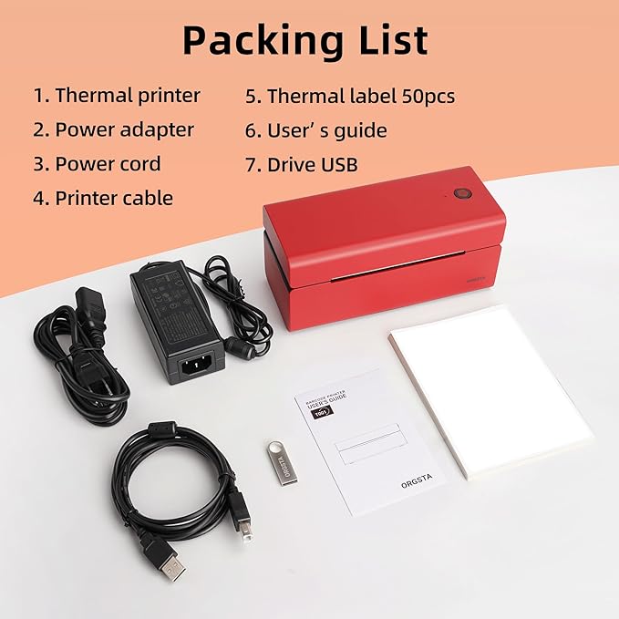 ORGSTA USB Shipping Label Printer - T001 4x6 Thermal Label Printer for Small Business, High Speed Label Printers for Shipping Package, Used for Ebay, Amazon, Shopify, Etsy, USPS, FedEx(USB Only)