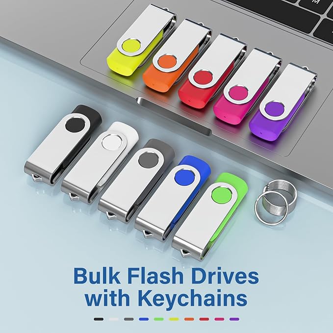 Flash Drives 4GB 20 Pack, Wooolken USB 2.0 Thumb Drives with Keychains Memory Stick USB Drive Pendrive for PC Laptop Computer (Mixcolors)