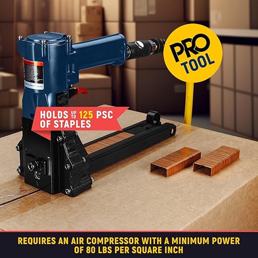 IDL Packaging ADCSY-19-32 Heavy-Duty Pneumatic Staple Gun for 1 1/4" (32 mm) Crown Staples - Heavy-Duty Air Powered Stapler - Professional Air Pressure Staple Gun for Fast Box Closing