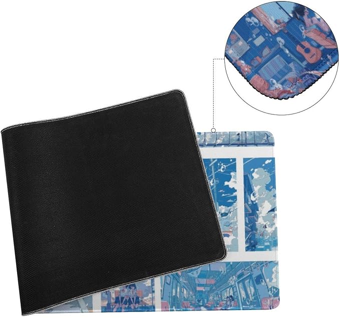 Anime Style Youth Campus Large Mouse Pad, Blue Fantasy Gaming Desk Mat, XL Keyboard Desk Pad Mat for Desktop, 31.5"x11.8" Non-Slip Base Big Mousepad with Stitched Edges