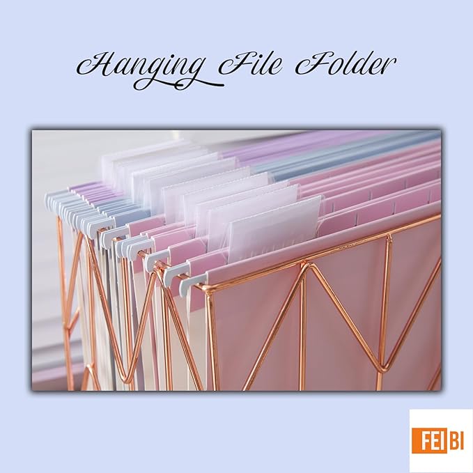 12 Pack Hanging File Folders Filing Cabinet Organizer Letter Size 1/5 Cut Adjustable Tabs Decorative for Home Office School Classroom,Marble……
