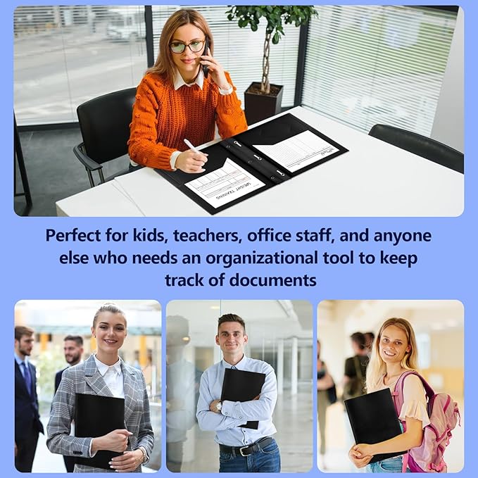 8 Pack Plastic Folders With 2 Pockets, Colorful Letter Size File Folders With Prongs and Business Card Slots for School Office