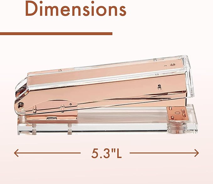 OfficeGoods Acrylic Stapler – Aesthetic & Durable Rose Gold Desk Staple for Modern Office – Stylish & Compact Office Supplies for Women & Men