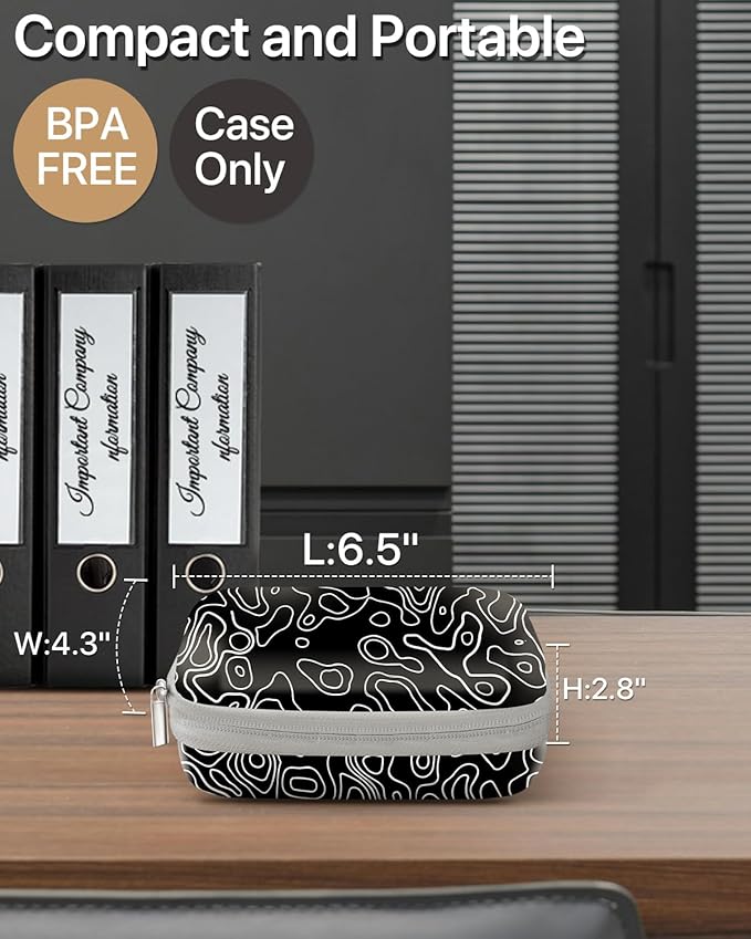 Label Maker Case for Label Maker Machine, EVA Travel Case with Designed Pattern, Compatible with D30, P21, E10, D110 Label Maker (Box Only), Black Wave