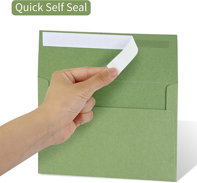 100 Pack Sage green 5x7 Envelopes for 5x7 Cards,Invitations,Wedding,Baby Shower,Graduation,Self Seal Azaza