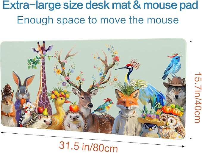 Vimorco Desk Mat for Desktop, Big Extended Gaming Mouse Pad Keyboard Mat 31.5" x 15.7", Waterproof Desk Pad Mousepad, XXL Computer Pad, Animal Party