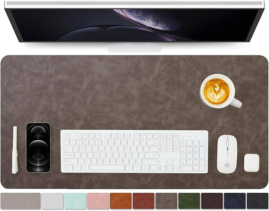 Distressed Leather Desk Mat - Non-Slip PU Desk Pad for Office and Home - Desk Organization and Accessories - Ideal for Large Mouse Pad and Desk Mats on Top of Desks(Slate Gray,31.5"x 15.7")