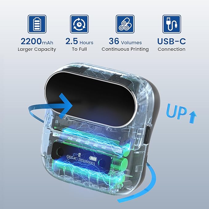 M220 Label Maker, Upgrade Sticker Maker Machine Prints 0.78-3 inch, Portable Label Printer with Tape for Small Business & Homeuse, Compatible with Phones and PC, with 40x30mm Label