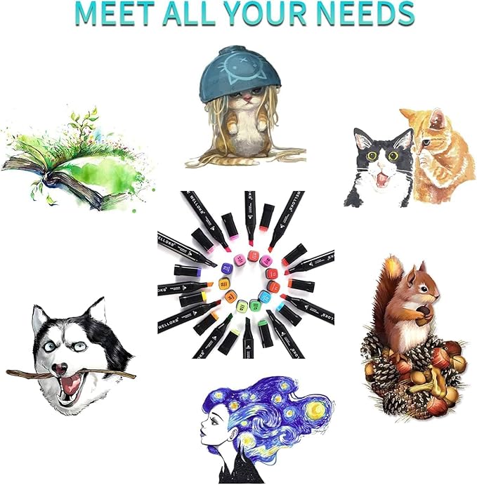 Alcohol Markers Set, 80 Colors Alcohol Based Dual Tip, Broad and Brush Tip for Adult Coloring Books, Drawing, Sketching (80)