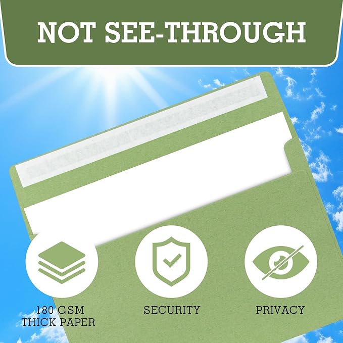 A9 Envelopes Sage Green 5.75x8.75 Invitation Envelopes Self Seal Pack of 50 Blank Envelopes for Cards Sage Green