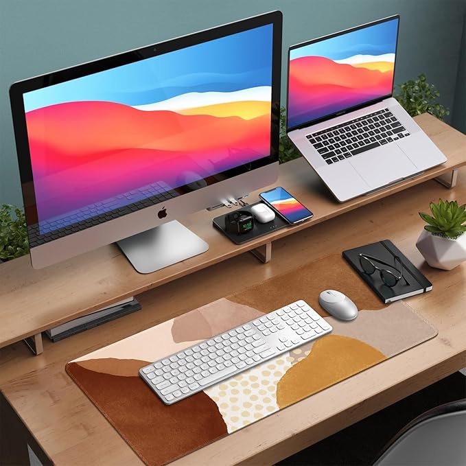 HAOCOO Mouse Pad, Computer Desk Mat, Large Mouse Pad for Desk, XXL Gaming Boho Mousepad Cute for Desktop with Non-Slip Base, Waterproof Laptop Keyboard Mat for Office Home,Boho Brown Tan