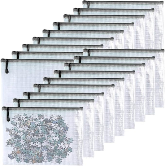 Oaimyy-Plastic Mesh Zipper Pouch Document Folders Bag Zipper Zip File Folders for Puzzles Games,Board Game Organization,Organizing Classroom Office Storage (Black, 4"x 6")