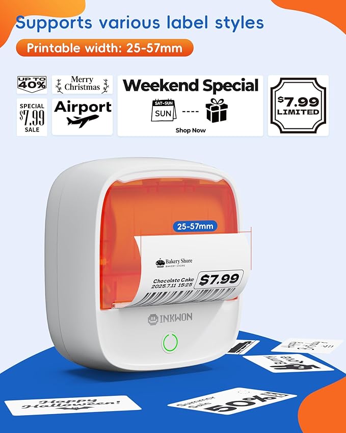 B21 Label Maker, 2-Inch Bluetooth Label Maker Machine with 3 Tapes – Thermal Label Printer Ideal for Small Business, Address, Barcode, School, Office, Home