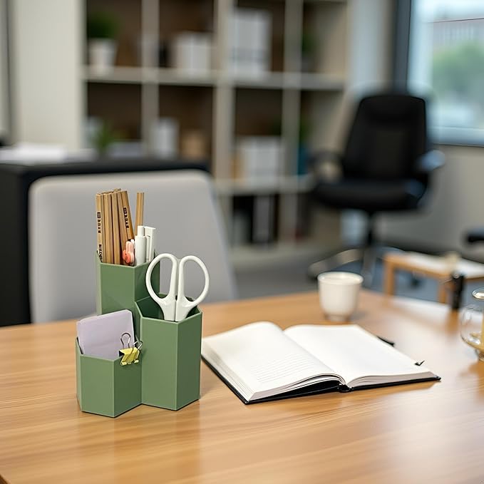 Pencil Holder Pens Cup Small Desk Organizer Cute Pencil Holder for Desk for Office/School/Home (Green)