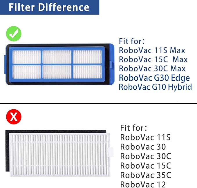 LesinaVac Replacement Part for Eufy RoboVac 11S Max RoboVac 15C Max RoboVac 30C Max RoboVac G30 Edge G10 Hybrid Robot Vacuum Cleaner Accessories Kit, Including 1 Main brush, 8 Side brushes, 4 Filters