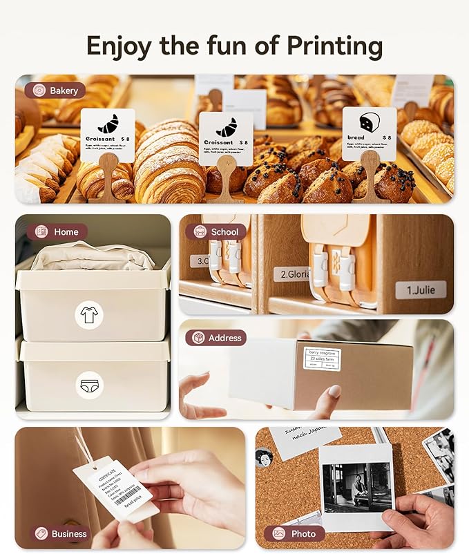 NIIMBOT B21 Label Maker Inkless Bluetooth Label Printer, 2 Inch Portable Thermal Sticker Maker for Small Business, Address, Logo, Clothing, Mailing, Candles, Jewelry, Sticker Printer for Gift, Black