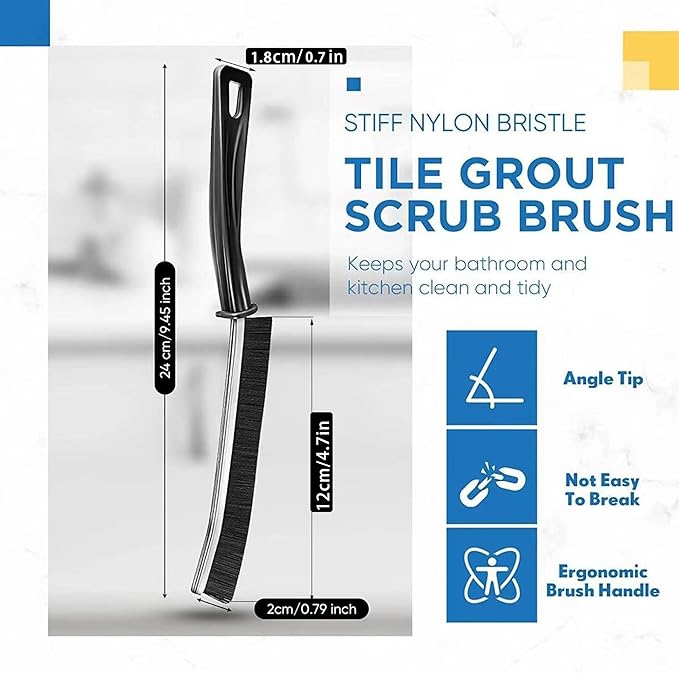 3Pcs Crevice Cleaning Brush Tool Grout Brush Cleaning Supplies, Home Essentials Bathroom Multifunctional Gap Scrub Hard Bristle Brushes for Household Use (Black Cleaning Brush)