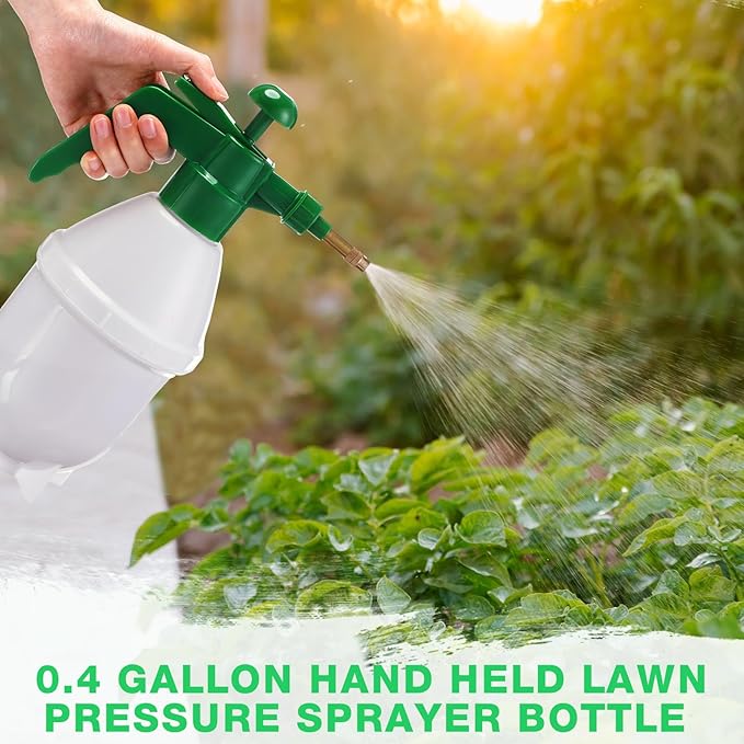 2 Pcs 50 oz Handheld Pump Spray Bottle Garden Spray Bottles Lawn Pressure Hand Pump Sprayer with Adjustable Nozzle for Chemicals Watering Weeds Garden and Car Detailing & Washing (Green)