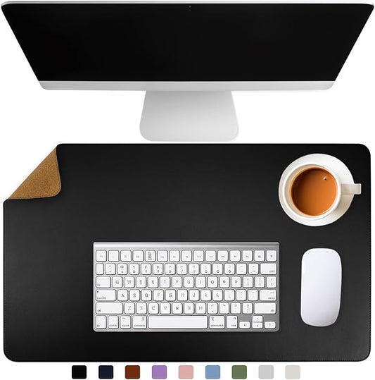 Black Desk Mat for Desktop Large Mouse Pad 35.4"x17" Non-Slip PU Leather Laptop Cover Mats for Keyboard and Mouse Computer Desk Pads on Top of Desks Cute Office Desk Accessories Supplies