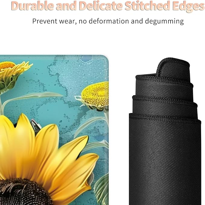 Desk Mat Large Gaming Mouse Pad (31.5x11.8 inch) with Stitched Edges, XL Mouse Pad +Coaster, Extended Mouse Mat Keybroad Mousepad Non-Slip Rubber for Gamer Men Women, Black Bulldog