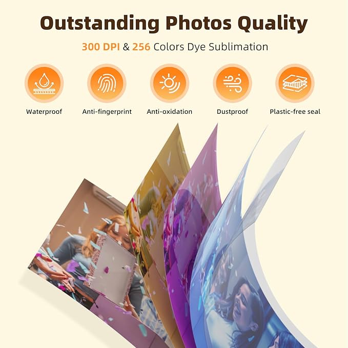 HPRT CP4100 Photo Printer - Portable 4x6 Bluetooth Instant Picture Printer + 108 Sheets & 2 Ribbon, Mobile, Premium Dye Sublimation - 300 DPI Display Resolution - Editing App for Fun, Creative Photos