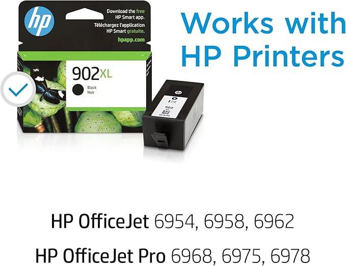 HP 902XL Black High-yield Ink Cartridge for HP Printers | Works with Printer Series: OfficeJet 6954, 6958, 6962, OfficeJet Pro 6968, 6975,, 6978 | Eligible for Instant Ink | T6M14AN