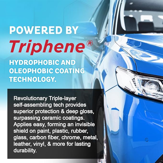 MAXLONE ™ Car Spray with Triphene® Technology, Quick Spray & Wipe All Purpose Waterless Detailer - Clean, Shine, Protect Paint, Glass, Wheels, Trim Without Pre-Washing (2, 20oz w 4 Micro Fiber Cloth)