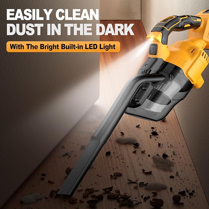 CAMXTOOL Cordless Vacuum for Dewalt 20V Battery, Portable Handheld Vacuum Cleaner with 2 HEPA Filter, 4 Multi Nozzle, Power Shop Vacuum for Home, Car, Floor, Carpet (Battery Not Included)
