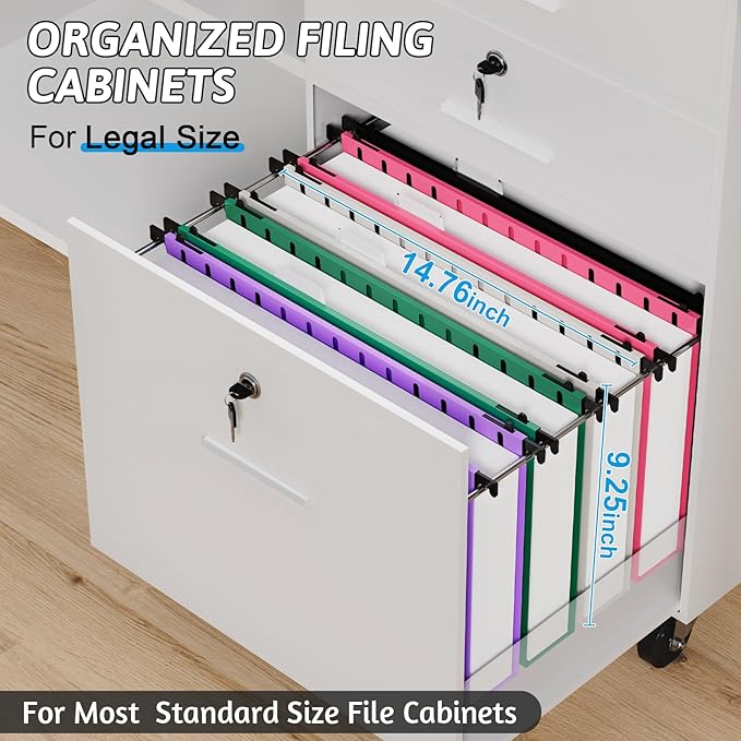 Extra Capacity Legal Size Plastic Hanging File Folders,Heavy Duty 2 Inch Expansion,12 Pack Reinforced Expanding Legal Hanging Folders,Legal Filing Cabinet Folders for Bulky Files,Assorted Color