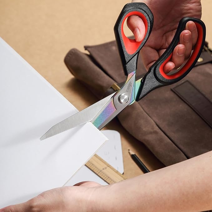 LIVINGO Fabric Scissors Heavy Duty - 9.5 Inches Professional Titanium Coated Forged Stainless Steel Sharp Bent Shears for Sewing Crafting Cutting Cloth, Felt, Leather, Paper