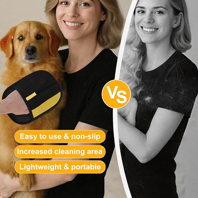 GLIDESMOOTH Pet Hair Remover Gloves, Advanced Static-Adhesive Pet Hair Removal Gloves, Reusable Cat Dog Hair Remover Mitt, Pet Grooming Glove for Shedding, 1PCS