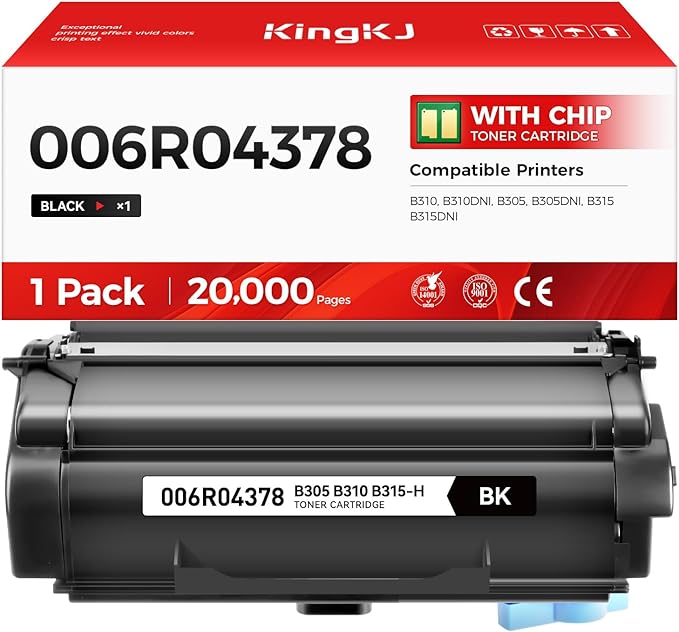 B310 B315 B305 006R04378 Black Toner Cartridge High-Yield with chip 1-Pack Replacement for Xerox 006R04376 006R04377 Toner Compatible with Xerox B310 B310DNI B305 B305DNI B315 B315DNI Printer Ink Copy