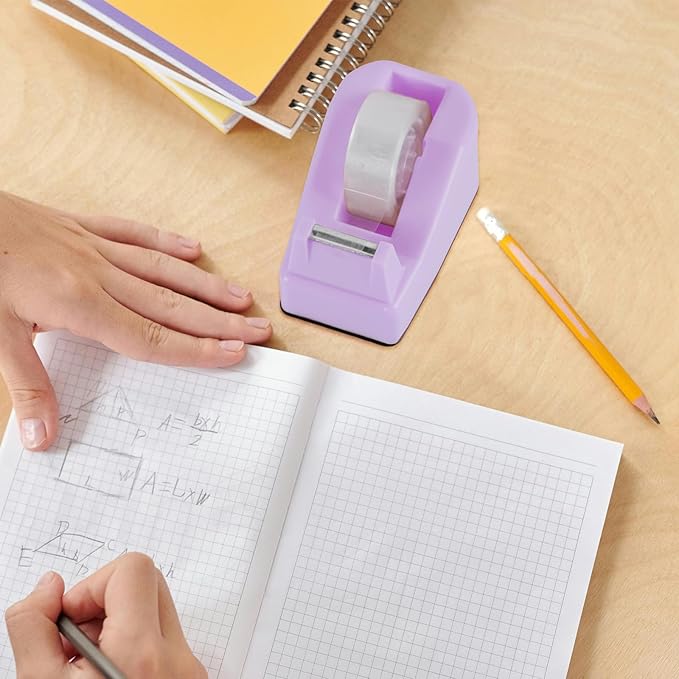 Desktop Tape Dispenser Purple with Weighted Nonskid Base - Includes 6 Rolls of Transparent Tape (0.71 Inch x 1000 inches Each)