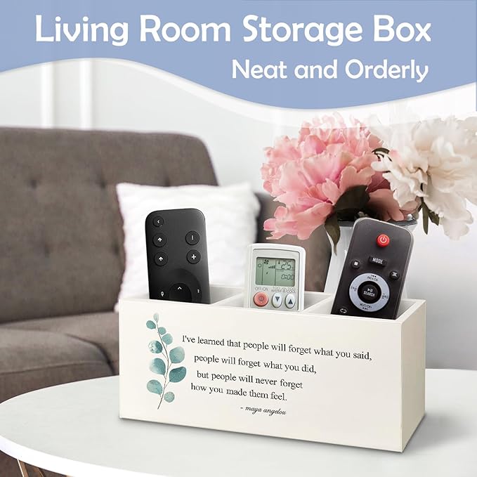 SNNDER Inspirational Maya Angelou Quote Pen Holder, Motivational Desk Decor, Inspirational Positive Gifts Wooden Pen Pencil Holder Organizer for Home Office Desk Accessories