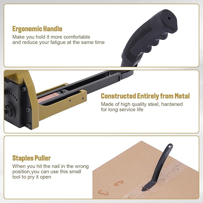 Carton Stapler Heavy Duty Manual Carton Closing Stapler with 100 Pcs Staples (1-3/8-Inch Crown, 3/4-Inch Length), Industrial Staple Tool for Sealed Boxes, Cartons, Corrugated Cardboard