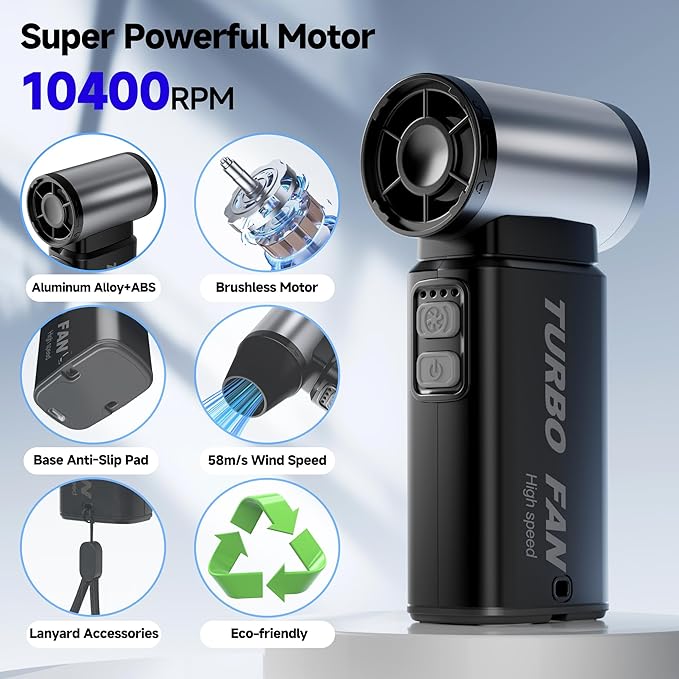 Handheld Cordless Blower, Rechargable 6 Gear Adjustable Compressed Air Duster for Cars, Keyboard,Home, Outdoor-Electric Snow Blower Turbo Jet Fan (110000 RPM,Portable,Fast Charging,Powerful,Stepless)