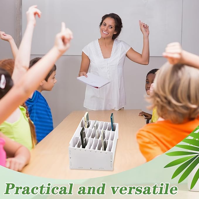 Ctosree 2 Pcs Cell Phone Holder School Desk Calculator Storage Box Holder Case Multifunctional Classroom Caddy Cell Phone Organizer (12.8 x 8.5 x 5.31 Inch)