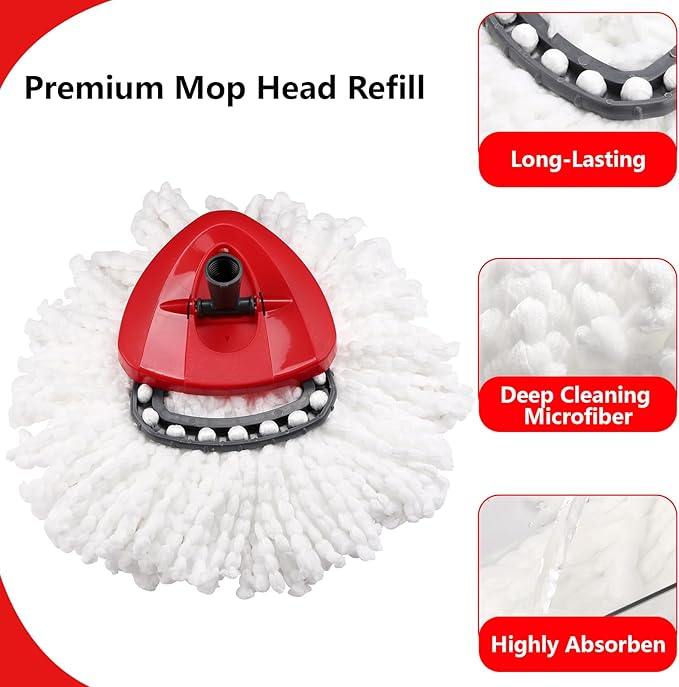 8 Pack Mop Replacement Heads Compatible with O Cedar Triangle Swivel Mops, Spin Mop Microfiber Refills, Deep Cleaning Easy to Replace