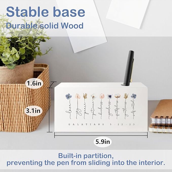 SNNDER Fruit of the Spirit Single Pen Holder for Desk, Religious Christian Gifts for Women, Boho Floral Christian Bible Verses Fountain Pen Holder for Home Office Desk Accessories