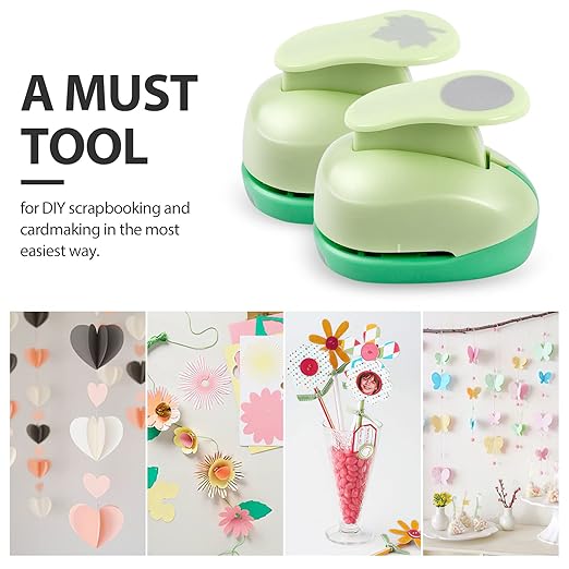 UCEC Paper Punches for Crafting, 1 Inch Craft Puncher, 6 Pcs Hole Punch Shapes Cutters for Paper Craft Heart, Circle, Star, Butterfly, Maple Leaf, Flower Punch Sets for DIY Projects Scrapbook