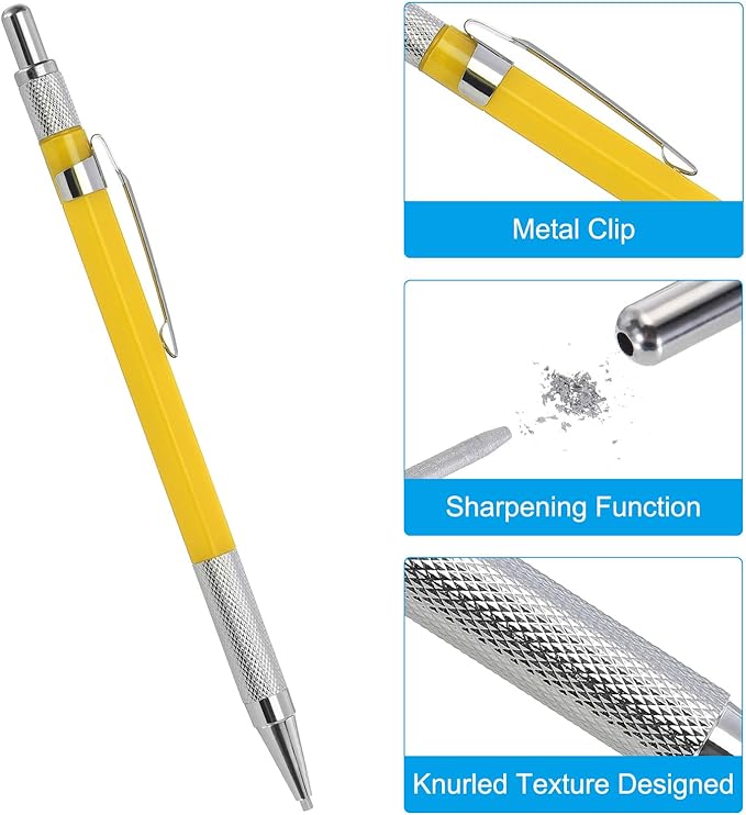 PATIKIL Mechanical Pencil with 12Pcs Multicolor Refills, Write Smoothly Portable Pencil with Built-in Sharpener for Drafting Painting Designing, Yellow
