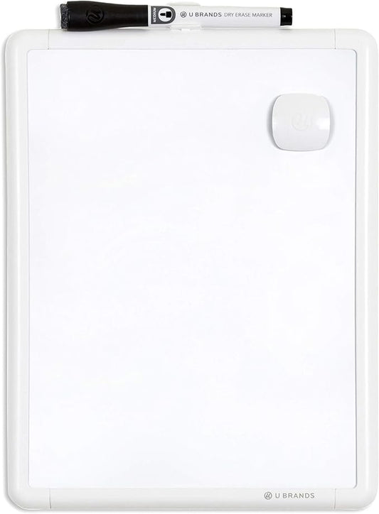 U Brands Contempo Magnetic Dry Erase Board White Board, 8.5" x 11", White Modern Frame, Includes Magnet and Marker