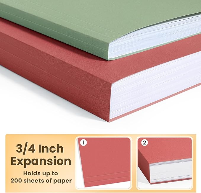 SUNEE Hanging File Folders Retro Colors, 6 Pack Letter Size File Folders with 1/5-cut Tabs, Stay Organized for Your Home and Office Bulk File and Documents