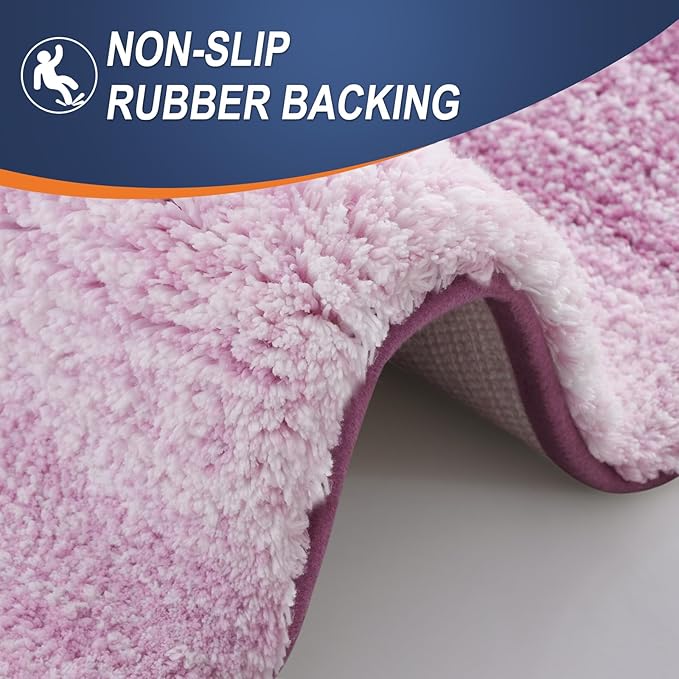 OLANLY Bathroom Rugs Mat 36x24, Extra Soft Absorbent Microfiber Bath Rugs, Rubber Backing, Quick Dry, Washable Bath Mats for Bathroom Floor, Tub and Shower, Home Decor Accessories, Pinkish-Purple