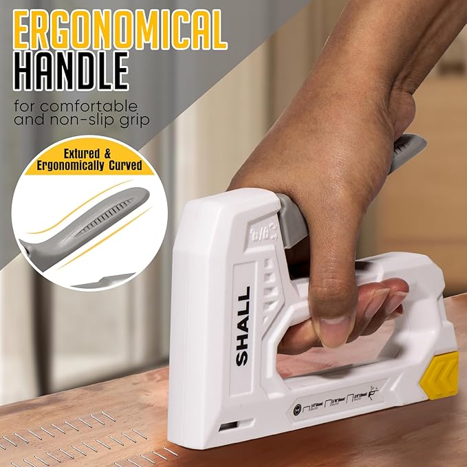 SHALL Light Duty Staple Gun for Wood - White Upholstery Staple Gun with 1600pcs JT21 Staples 1/4, 5/16, 3/8 inch and Staple Remover - Fabric Stapler Gun for Crafts, DIY, Decoration