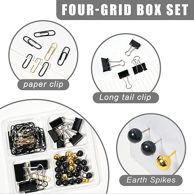 Black Desk Accessories with Pen Holder, Office Supplies Desk Organizers and Accessories, Tape Dispenser, Stapler, Staple Remover, Staples, Clips Set, Ruler, Scissor, Pen, Tape (Black)