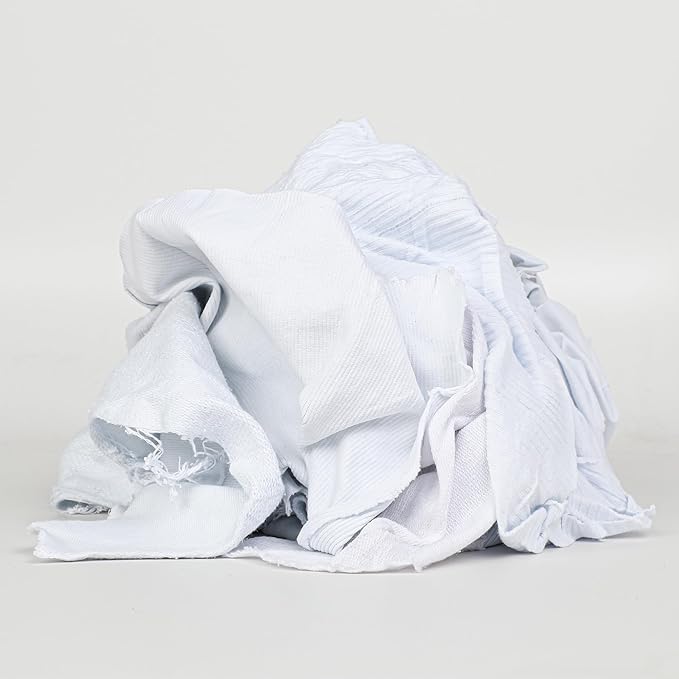 Arkwright Tshirt Bag of Rags - 10 lb Bag - Low Lint, Streak-Free Multipurpose Professional Cotton Cleaning Cloths for Stain, Paint, Wood, and Grease, White