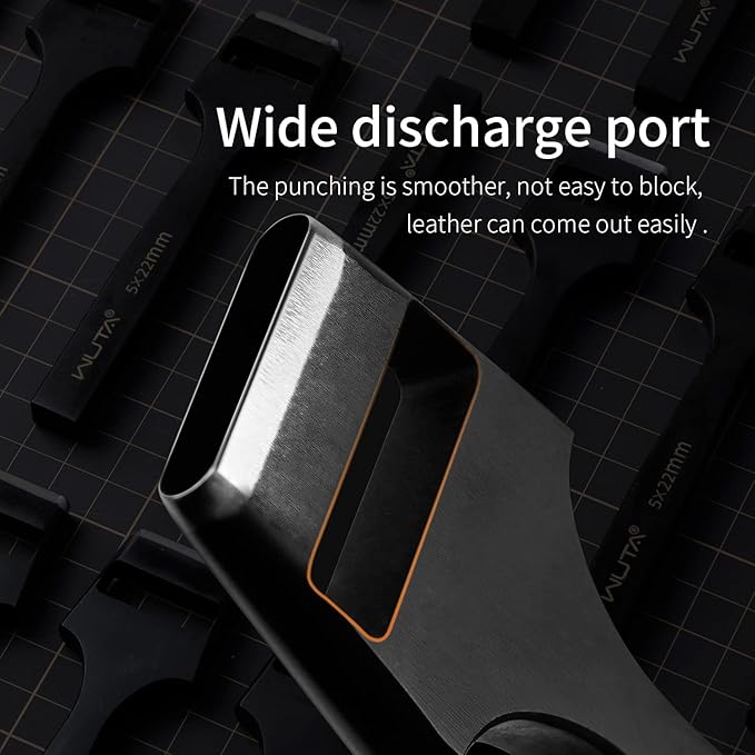 WUTA Leather Belt Hole Puncher Oval Cutter Strap Watch Band Flat Punches Heavy Duty Oblong Punching Tools for Leather Crafting (8 * 5mm)